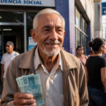 Idoso sorri segurando notas de R$ 100, possível antecipação de RPV